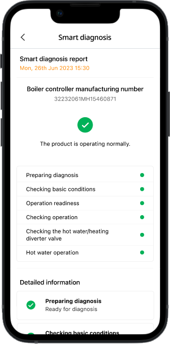 Smart diagnosis on Smart Plus ON AI Controller app